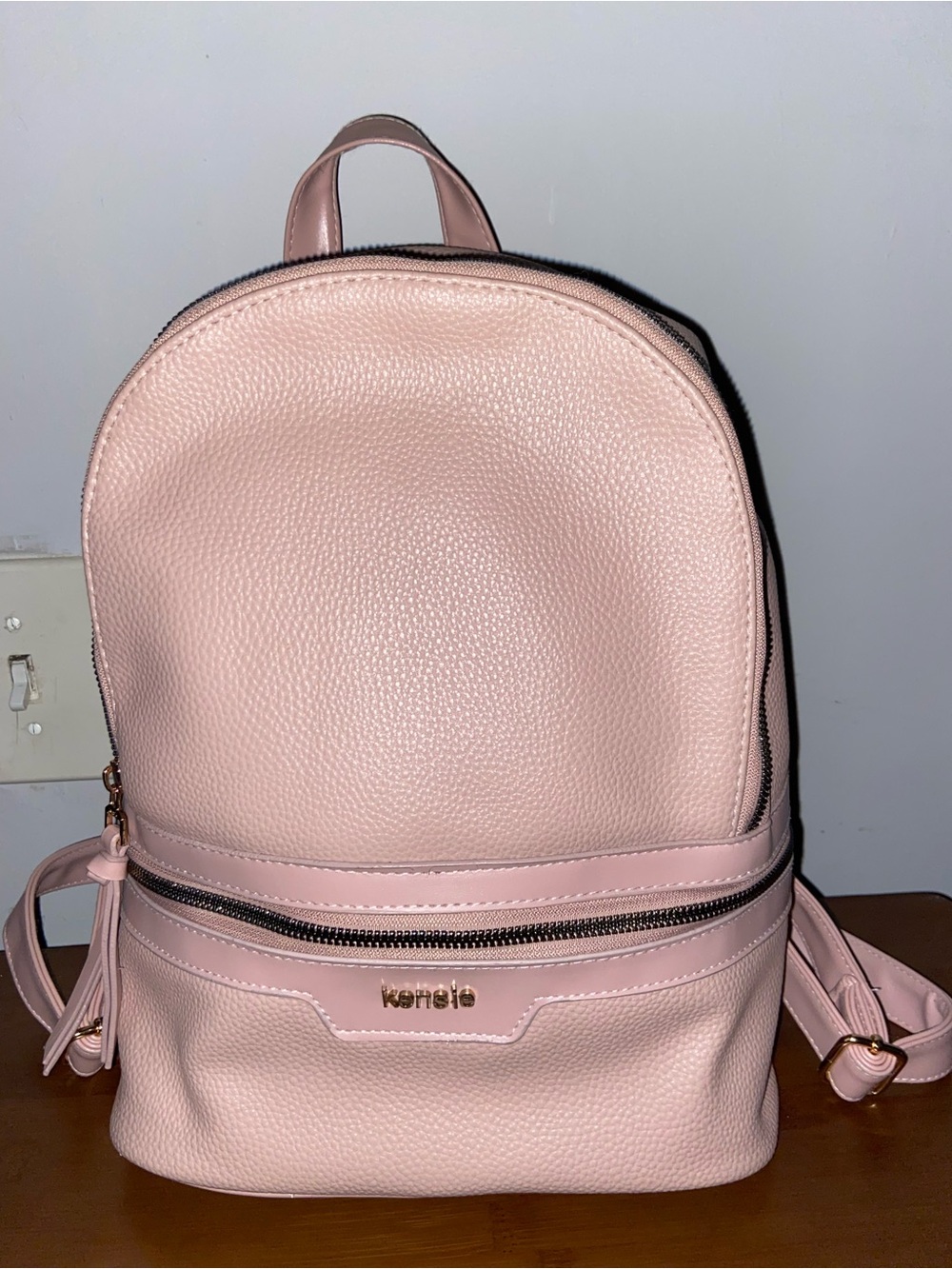 kensie Blush Pink Pebbled Backpack